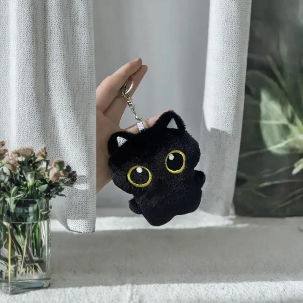 10cm Cute Black Cat Plush Toy Doll Small Pendant Cuddly Pillow Cushion Ins Black Cat Plush Toy Doll for Boy Girl Brithday Gifts