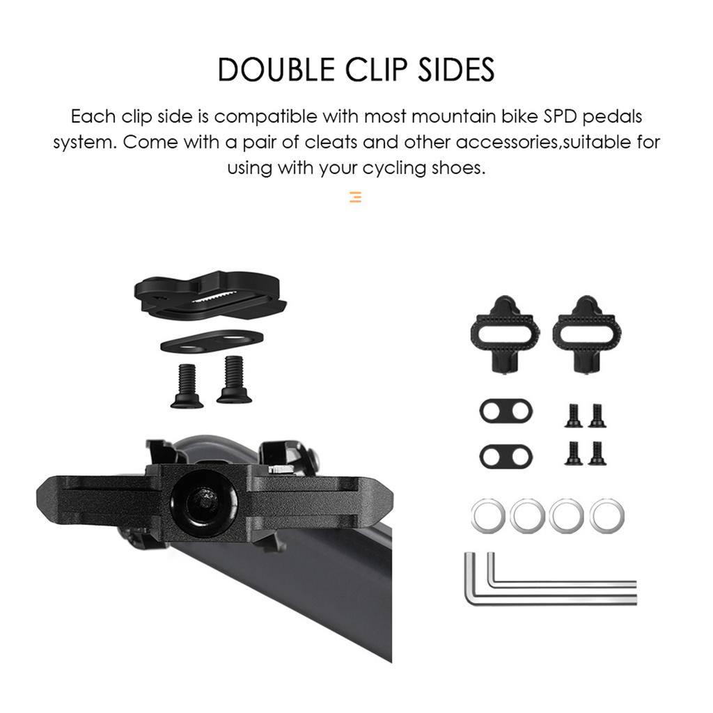 Double-sided Clip Pedals Pedals Cycle Pedals with Cleats Replacement For Mountain Pedal System