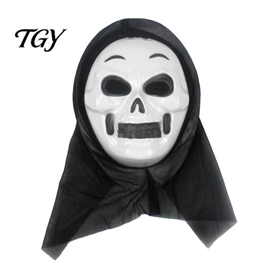 Realistic Horror Skeleton Masque Halloween Ghost Full Face Masque, Screaming with One Size Elastic Scary Hood, Costume Accessory for Cosplay