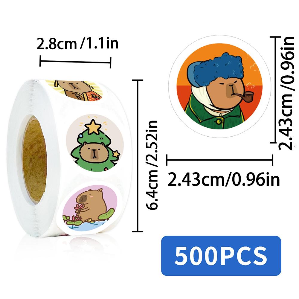 500PCS Kapibala Roll Stickers Cartoon Scrapbook Phone Gift Living Waterproof Coffee Phone Stationery Luggage Motorcycle Decals
