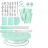 Back- und Spritzwerkzeug-Set, Tortenspritztisch, Drehteller, Spritztülle, Spritzbeutel, Spatel-Schaber, Kunststoff-Drehteller