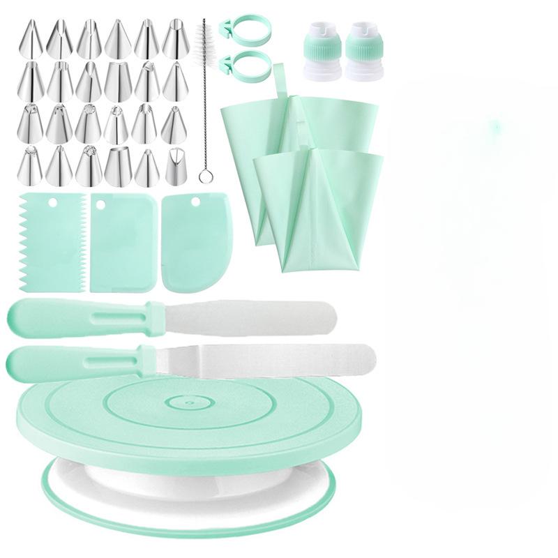 Baking and Piping Tool Set, Cake Piping Table, Turntable, Piping Nozzle, Piping Bag, Spatula Scraper, Plastic Turntable