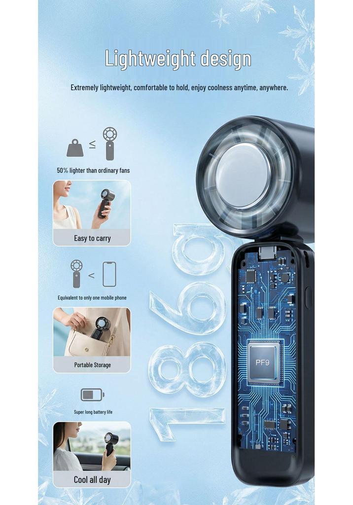 Foldable Handheld Mini Fan with Digital Display for Outdoor Cooling