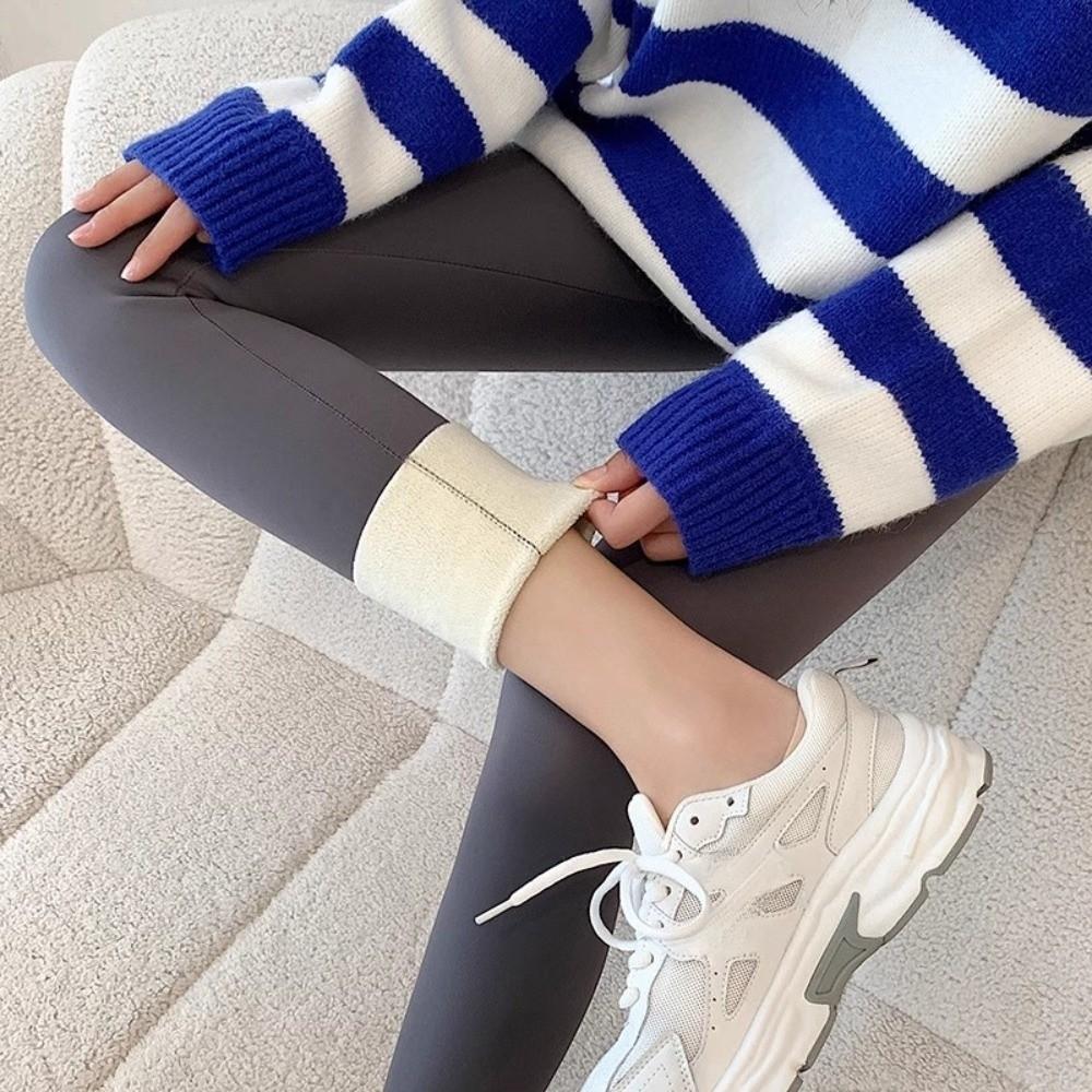 Elastic Fleece Leggings Prevent Cold Warm Yoga Pilates Pants Velvet Tights  Outdoor Activities
