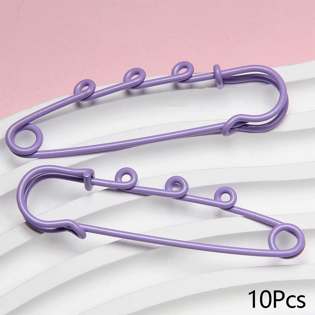 10pcs Metal Safety Pins Brooch Sewing Clothes Pins With 3Loops For Tags DIY Crafts Jewelry Making Findings