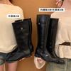 Small inner height increase wide tube knight boots women's autumn and winter new thick heel high tube knight boots but knee boots children