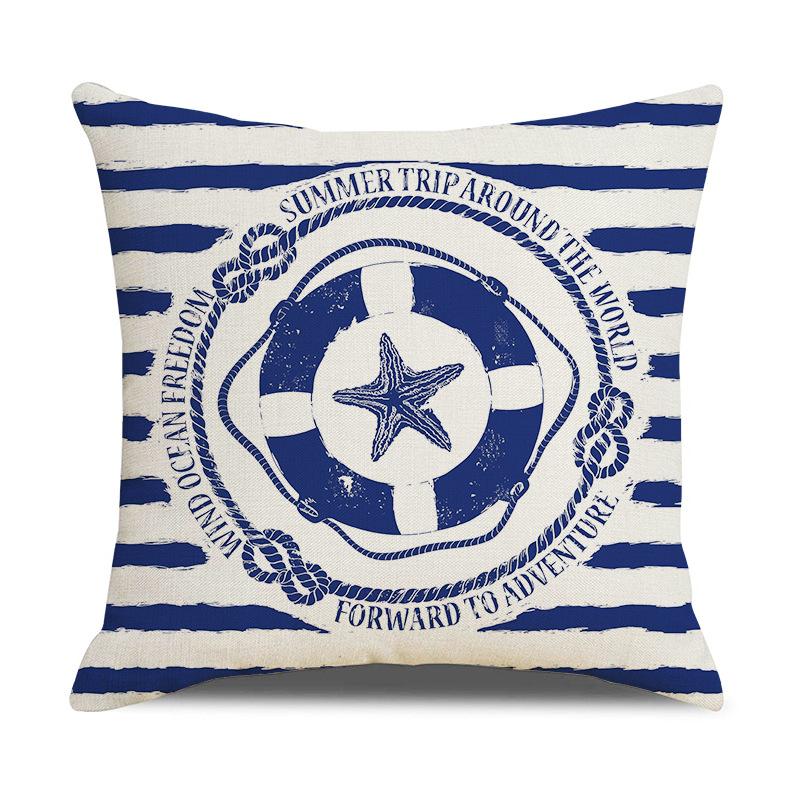 Nordic Nautical Blue Striped Pillow Marine Linen Cushion Cover New Home Soft Accessories