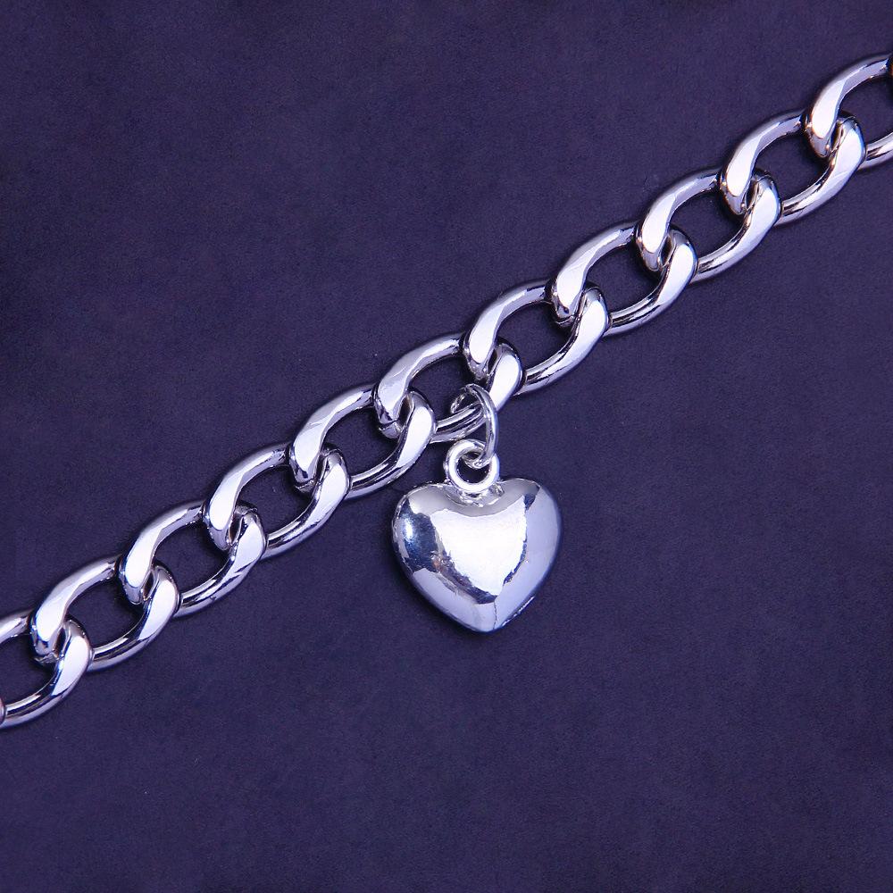 Summer Versatile Punk Wind Titanium Steel Anklet, Retro Personalized Stainless Steel Love Anklet Jewelry Anklet