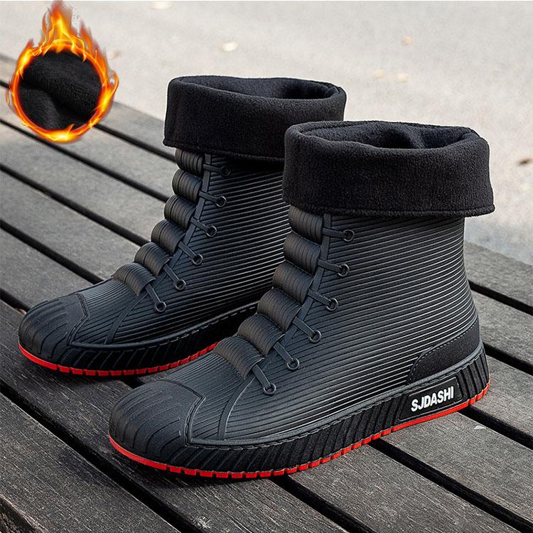 Up A Size Fashion Order Mens Rain Boots Rubber Gumboots Slip On Midcalf Waterproof Working Boots Comfort Red Nonslip Fishing Shoes For Men