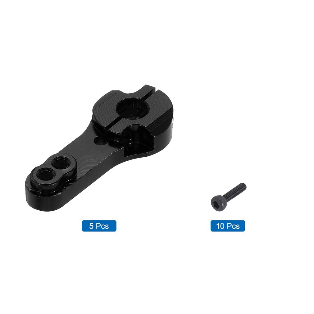 uxcell 5pcs Aluminum Servo Horn 25T Steering Arm 35mm Long Black DIY RC CarBoatAirplane Boat Model Accessories with 2 Screws