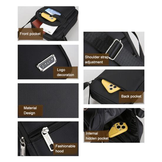 Men Small Crossbody Bag Multi-Pocket Sling Bag Waterproof Lightweight Shoulder Bag for Street Work Commuting