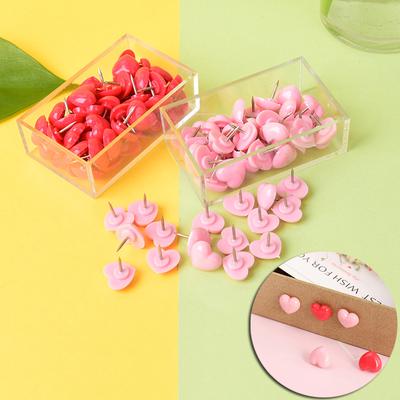 50Pcs Lovely Premium Heart Shaped Thumb Tacks Push Pins Wall Tacks For Home