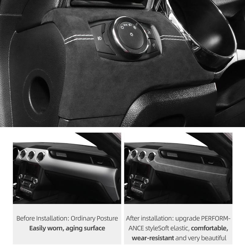 Do Ford Mustang 2015-2023 Wykonane z Alcantary Panel Deski Rozdzielczej Wnętrza Samochodu Listwy Ozdobne Naklejki na Deskę Rozdzielczą Akcesoria Tuningowe