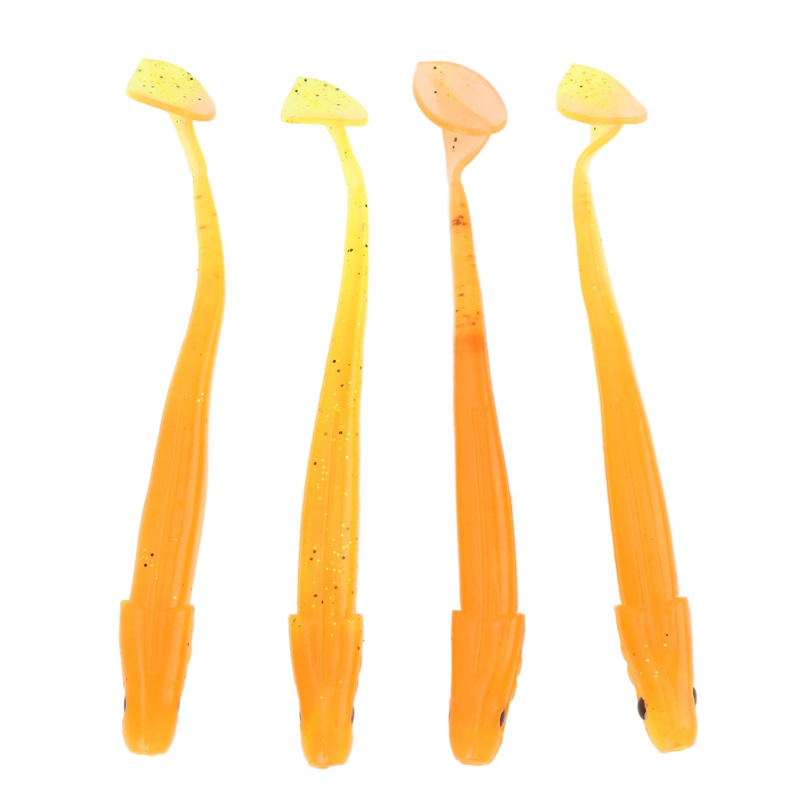 

4 шт. Рыболовные мягкие приманки Т-образный хвост Рыба Загнутый хвост Опарыш Мягкие приманки Морские рыболовные приманки Оранжевый