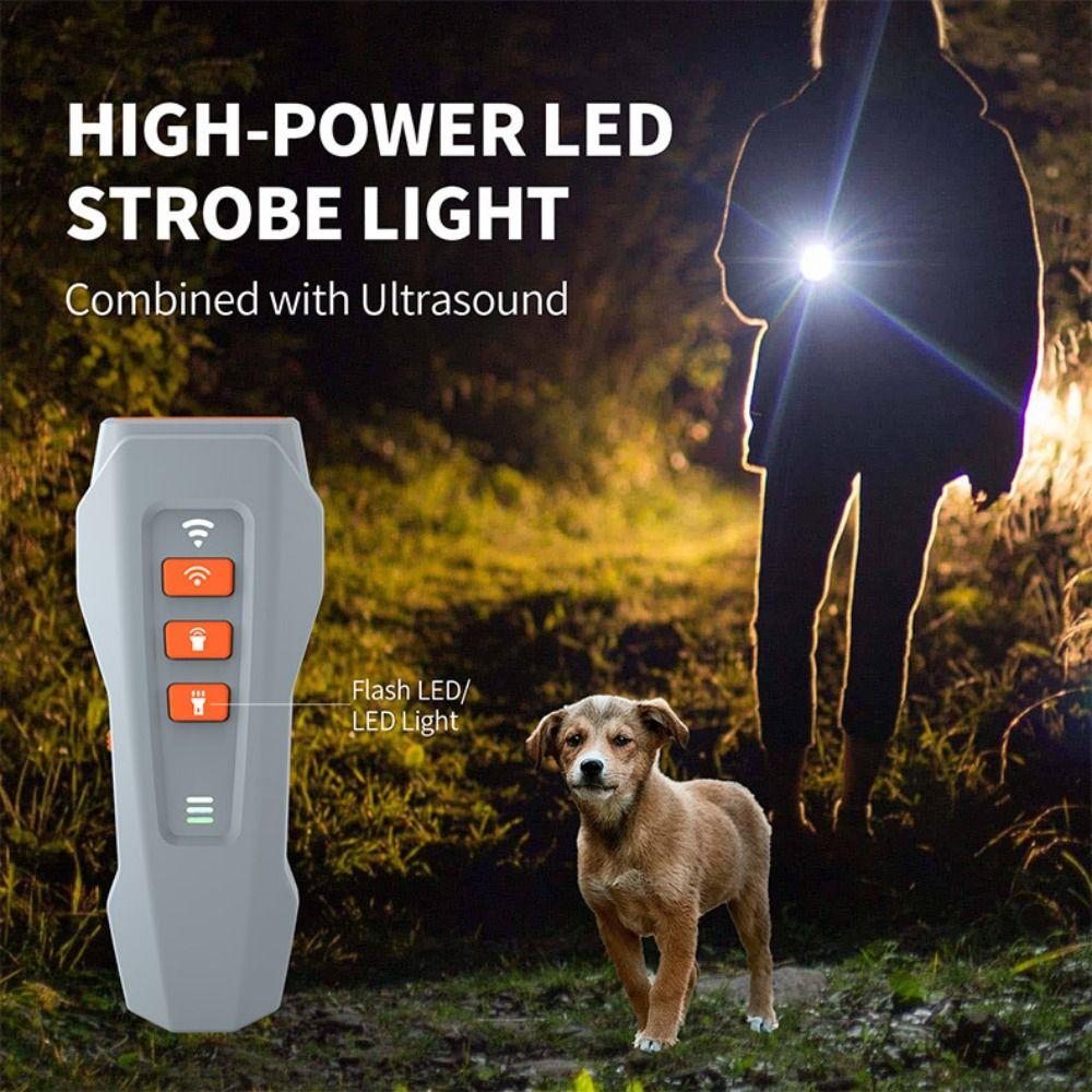 Safe Rechargeable Ultrasonic Dog Repeller Handheld Portable Dog Deterrent High Efficiency LED Flashlight Dog Chaser Night Run