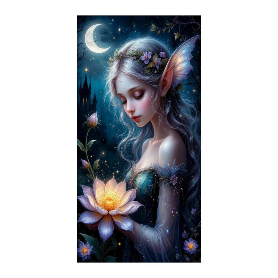 

Moon Elf Flower Large Size Diamond Painting Cartoon Fairy Diy Full Square Round Drill Rhinestone Embroidery Mosaic Cross Stitch Kits Wall Decor Square drill 30x60cm