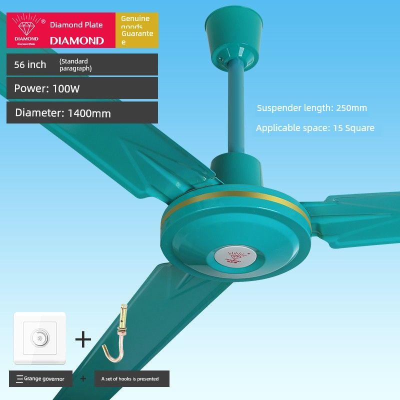 Diamond Brand Ceiling Fan For Home Living Room Iron Leaf Dormitory Industrial Hanging Electric Fan Dining Room Sound Light Strong Wind 4856-Inch