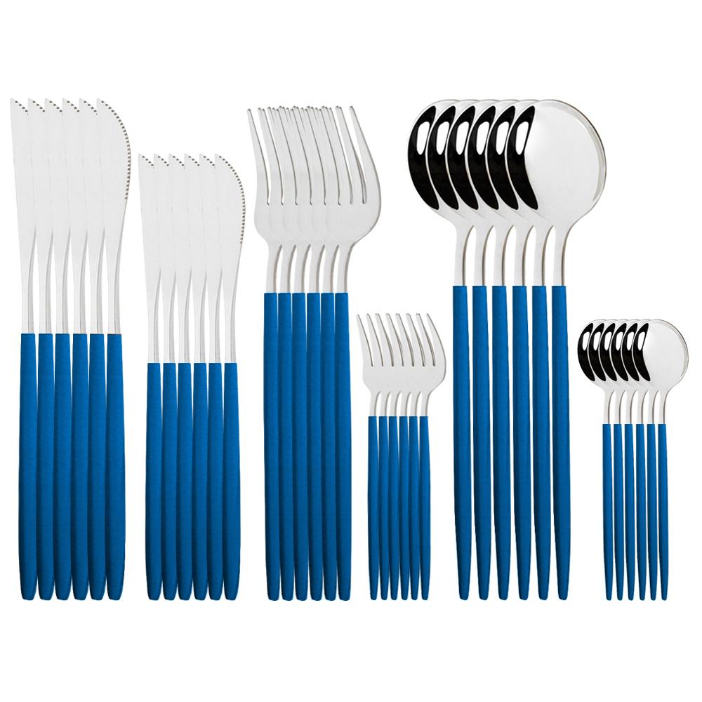 36Pcs Stainless Steel Mint Gold Dinnerware Set Dessert Knife Cake Fork Coffee Spoon Cutlery Set Kitchen Tableware Silverware Set