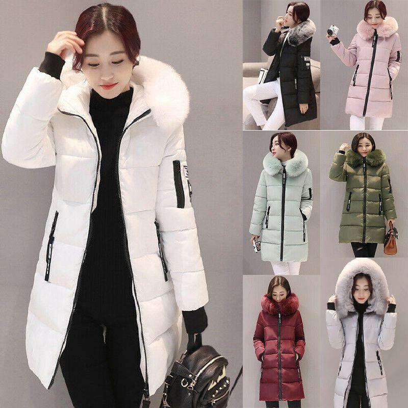Stylish And Warm Winter Women Long Jacket With Fur Hooded Parka And Quilted Lining