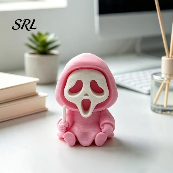 Durable Skull Sculpture for Display Halloween Ghost Statue, Cartoon Skeleton Sculpture, 3D Printed Textures Miniature Gothic Home Decoration