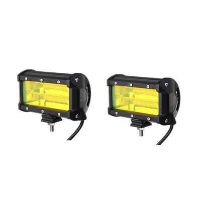 2x 5 pouces 72W jaune LED barre lumineuse de travail inondation conduite antibrouillard tout-terrain camion SUV