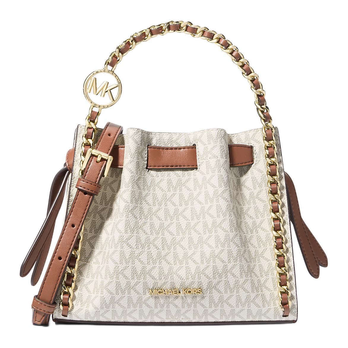 

Michael Kors Mk Mina Classic Monogram Chain Quilted Tote Bag Women Tote Vanilla-White Brown 35H3G4MC1B-VANILLA Basic Set (Bag+Dust Bag)