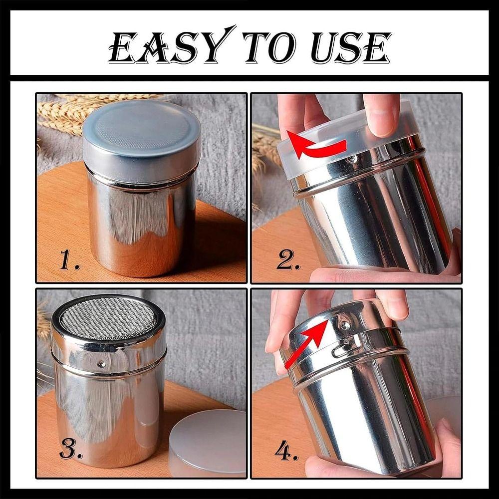 With Dustproof Lid Fine Mesh Shake Bottle Stainless Steel Powder Distributor Kitchen Supplies