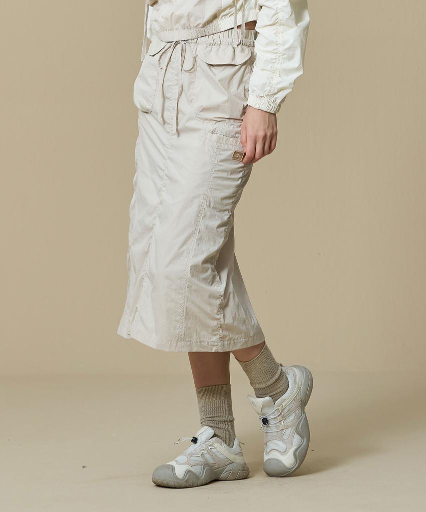 BBC EARTH W Utility Shirred Skirt_Cream