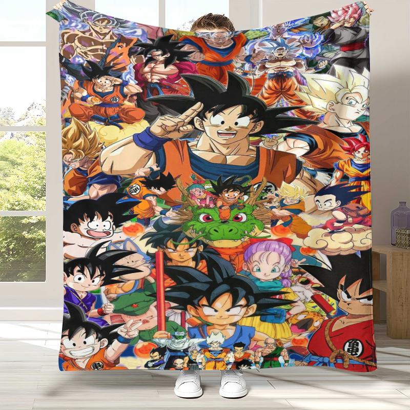 Anime D-Dragon Ball Game Cartoon Flannel Blanket,Ultra Soft Warm Plush Throw for Home Bedroom Bed Sofa Cover Office Camping