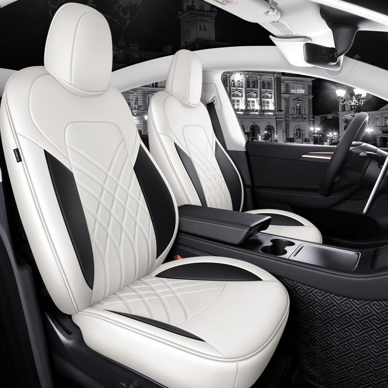 Universal Leather Seat Cushion for Tesla Model Y - All-Season, 5-Seater Fit