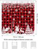 Cortina de ducha de copos de nieve navideños, Cuadros Rojo y Negro Pueblo de Navidad Papá Noel Decoración de baño de invierno Tejido de poliéster Impermeable