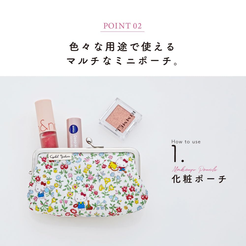 Mini saszetka z zapięciem na klamrę, z motywem Hello Kitty i kwiatowym nadrukiem Sanrio Liberty, mała, urocza i wykonana w wiśniowo-niebieskie postacie,
