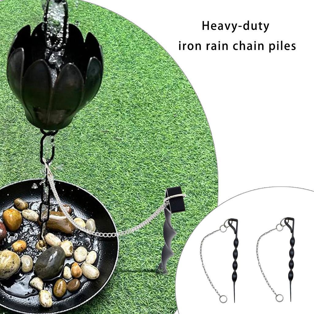 Corrosion Resistant Rain Chain Support Stakes Heavy Iron Helical Design Suitable For Outdoor Windproof Mounting 2 Piece