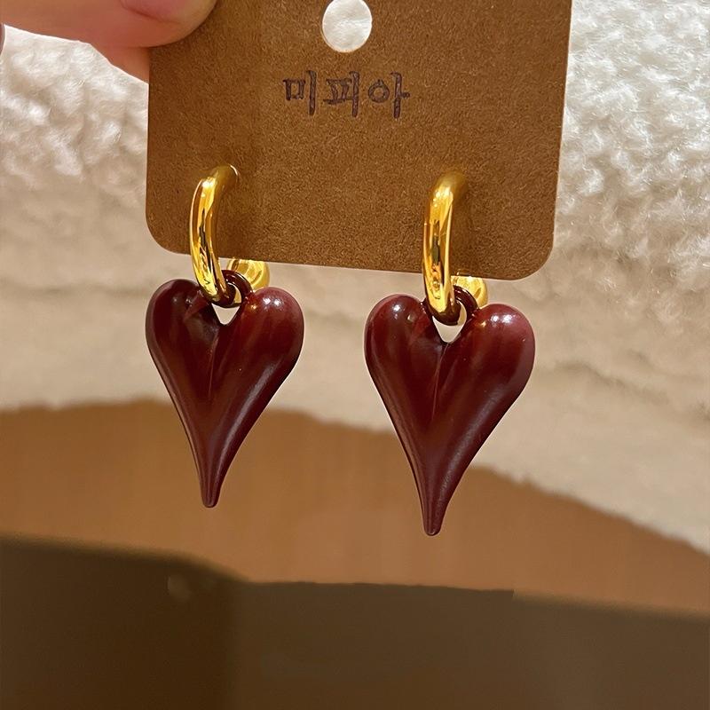 

2025 Trendy Heart Stud Earrings For Women Korean Elegant Light Luxury Love Dangle Earring Fashion Simple Drop Zircon Girls Gift