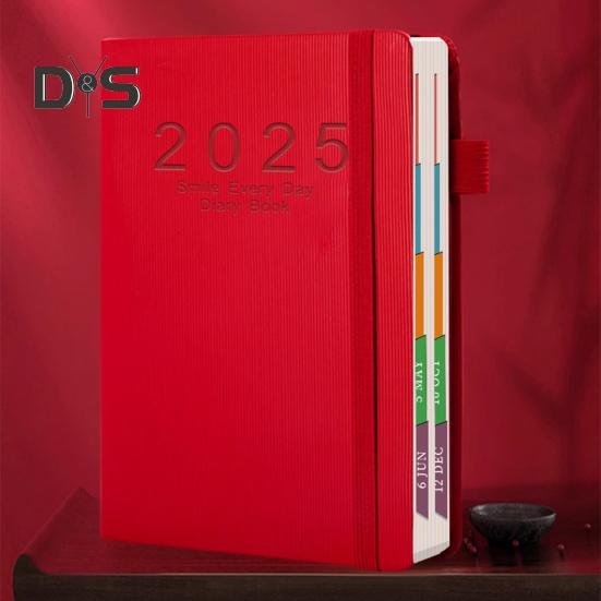 Tagesplaner 2025, eine Seite pro Tag, Jan.-Dez., A5, Tagesplaner 2025, Tageskalender, monatliche Registerkarten, Hardcover, 2025, Stunden-Terminbuch