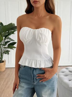 Di Yun Strapless Ruffle Tank Top - Women's Y2K Spring/Summer Fashion