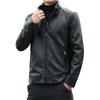 Leather Jacket Men's Trendy Autumn and Winter New Men's Korean Style Slim Stand Collar Casual Jacket Green PU Leather Jacket for Men