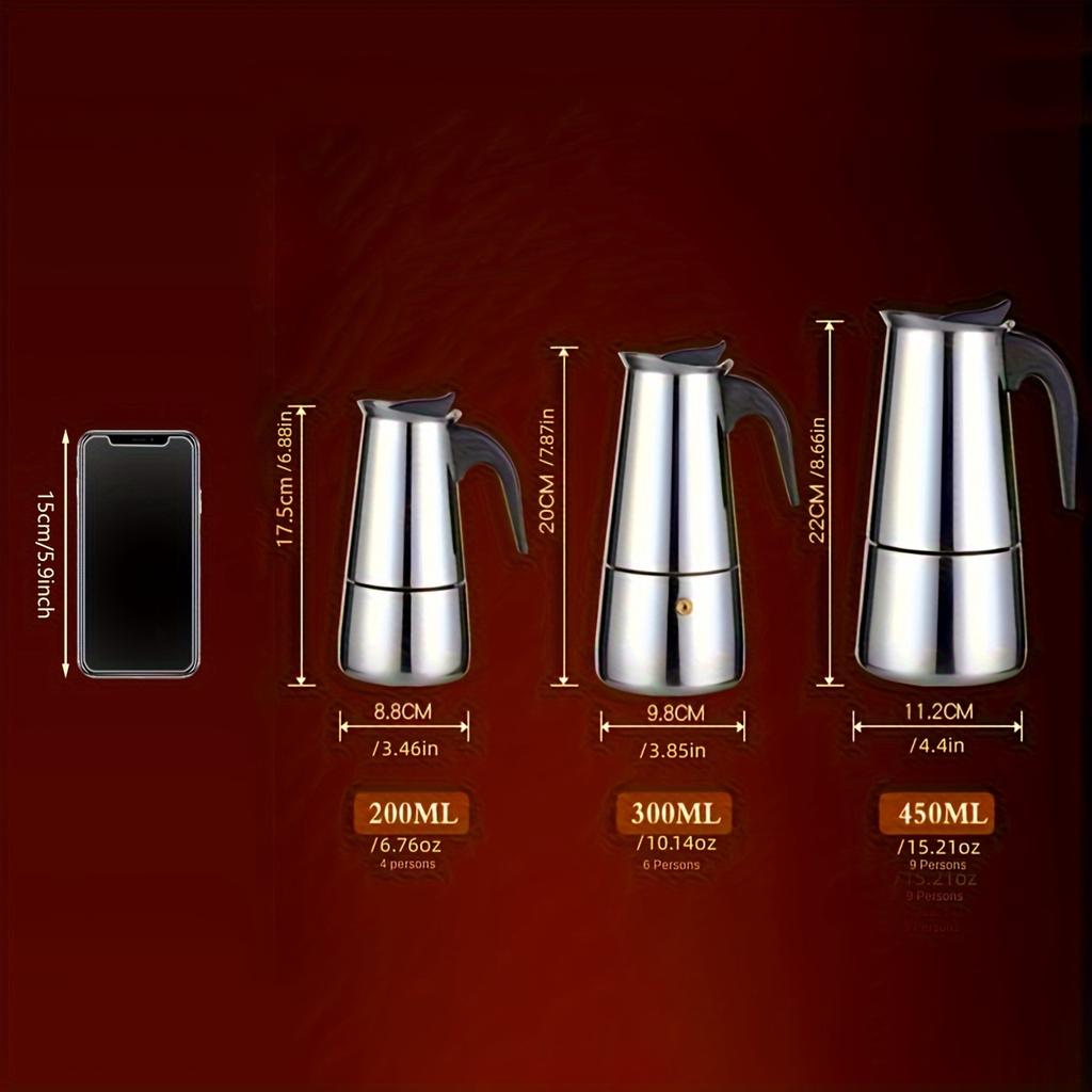 1pc Stainless Steel Coffee Pot, Mocha Espresso Latte Percolator Stove Coffee Maker Pot Percolator Drink Tool