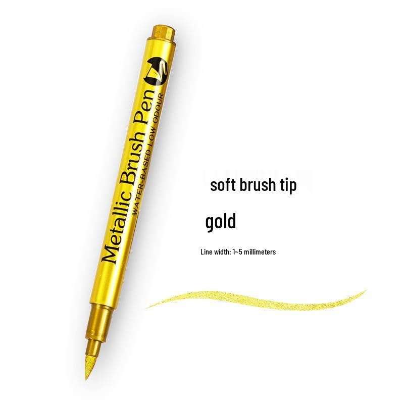 Guangna GN550 Gold & Silver Paint Pen for DIY Photo Albums & Black Cardstock Highlighting.