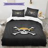 One Piece Straw Hat Pirates Pattern Bedding Quilt Set Quilt Cover Pillowcase Home Birthday Gift(1 * Duvet Cover + 2 * Pillowcase, Without Core)