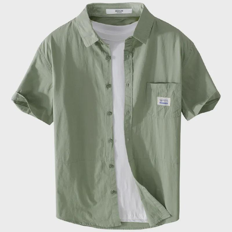 Men's Summer Casual Short-Sleeve Loose-Fit Shirt: Trendy, All-Match, Fresh Workwear