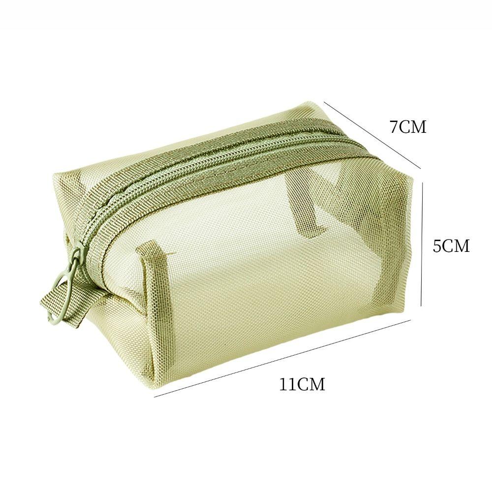 Vintage Three-dimensional Square Nylon Mesh Coin Purse Pouch Large Capacity Key Lipstick Earphone Organizer Card Bag