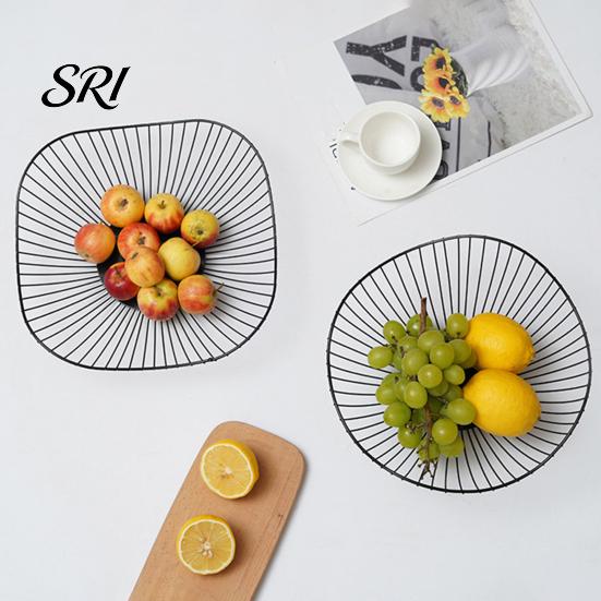 Heavy-duty Fruit Holder Metal Wire Basket Decorative Stand for Kitchen Countertop Home Storage Organizer Decor Single Tier Iron Serving Bowl