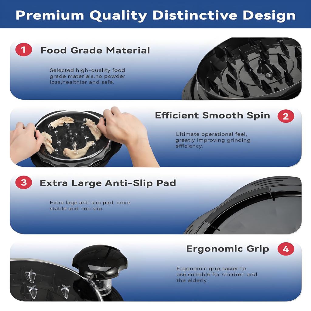 Chicken Shredder Tool Twist for Kitchen, Manual Chicken Breast Grinder Machine for Ground Food, Meat & Vegetables