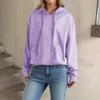 Women's Loose Long Sleeved Pullover With Drawstring And Pocket Hooded Solid Color Hoodie