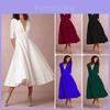Robe élégante et décontractée en maille pour femme, avec col en V, disponible en plusieurs couleurs.