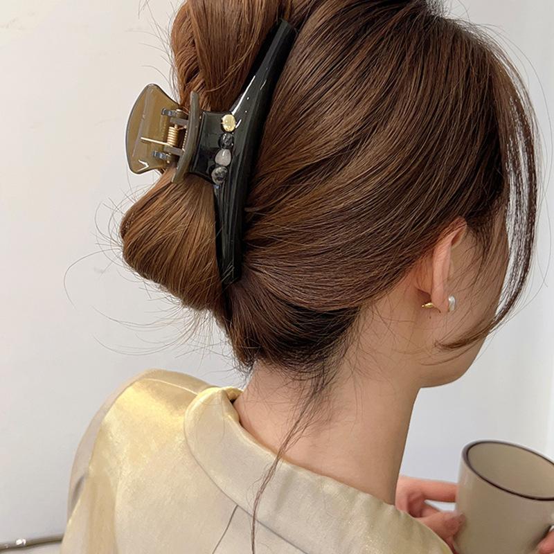 New Solid Color Big Hair Claw Clips Fashion Large Ponytail Hair Clip Shark Clip Small Stone Hair Clamps Hair Accessories