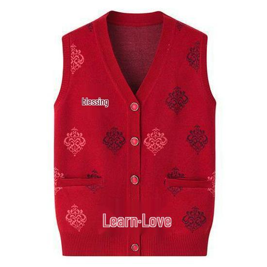 Elderly Women's Knitted Vest - Spring, Autumn & Winter Cardigan for Grandma and Mom