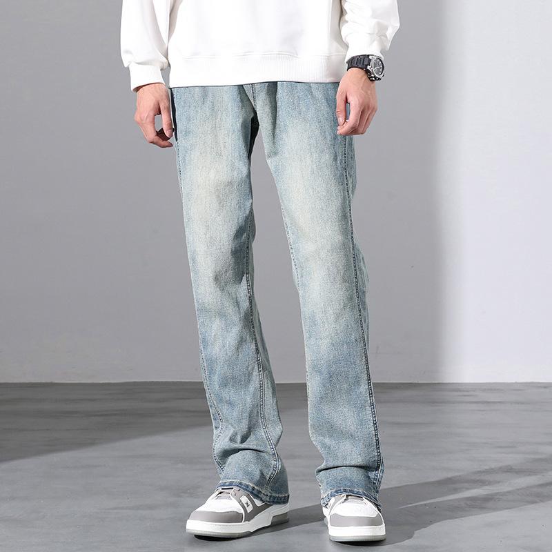 Loose Straight American High Street Jeans Men's Trendy Vintage Elastic Long Trousers New Style Casual Jeans Clean Fit