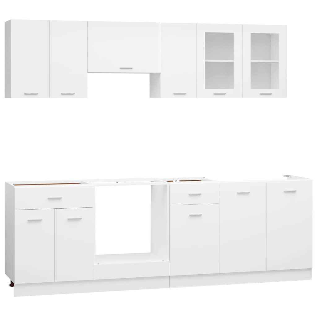 8 Piece Kitchen Set Lyon White Particleboard
